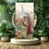 Crimson Crest: The Peacock's Floral Perch - Image 2